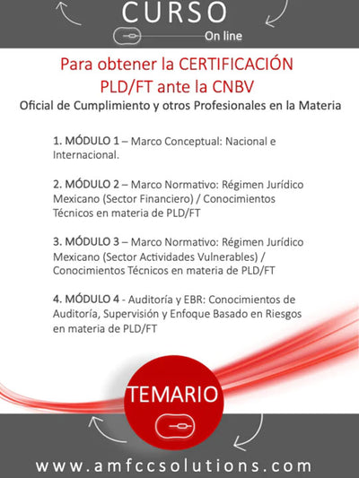 Curso para obtener la Certificación PLD/FT ante la CNBV (Oficial de Cumplimiento y otros profesionales en la materia)